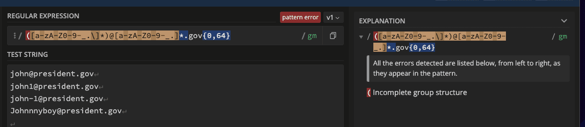 Regex101 Basic Email Expression Asterisks with Escapes